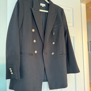 Black Double-Breasted Blazer with Gold Buttons